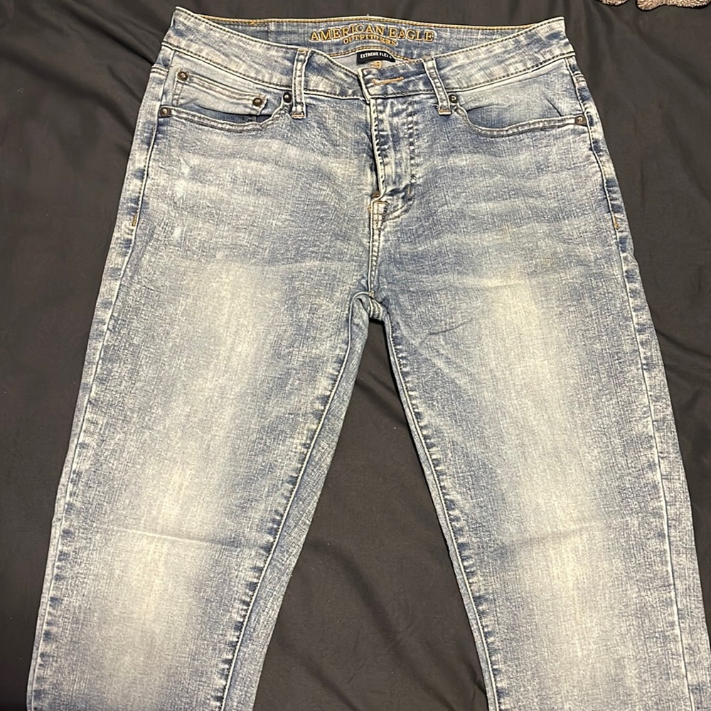 Excellent Quality American Eagle Light Blue Jeans Super Flexible Skinny 32/34